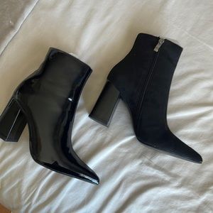 Black leather and suede booties